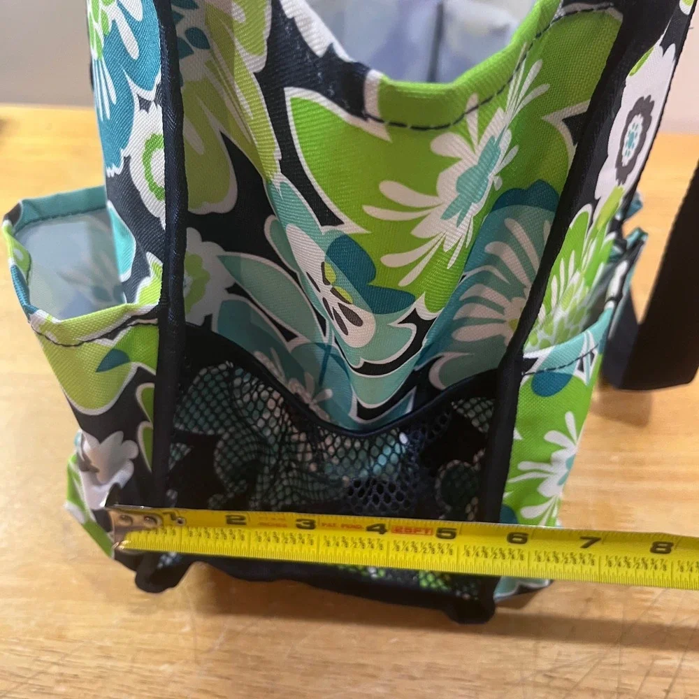Thirty-One Organizing Utility Tote Floral Navy Green Teal Multi Pocket Bag